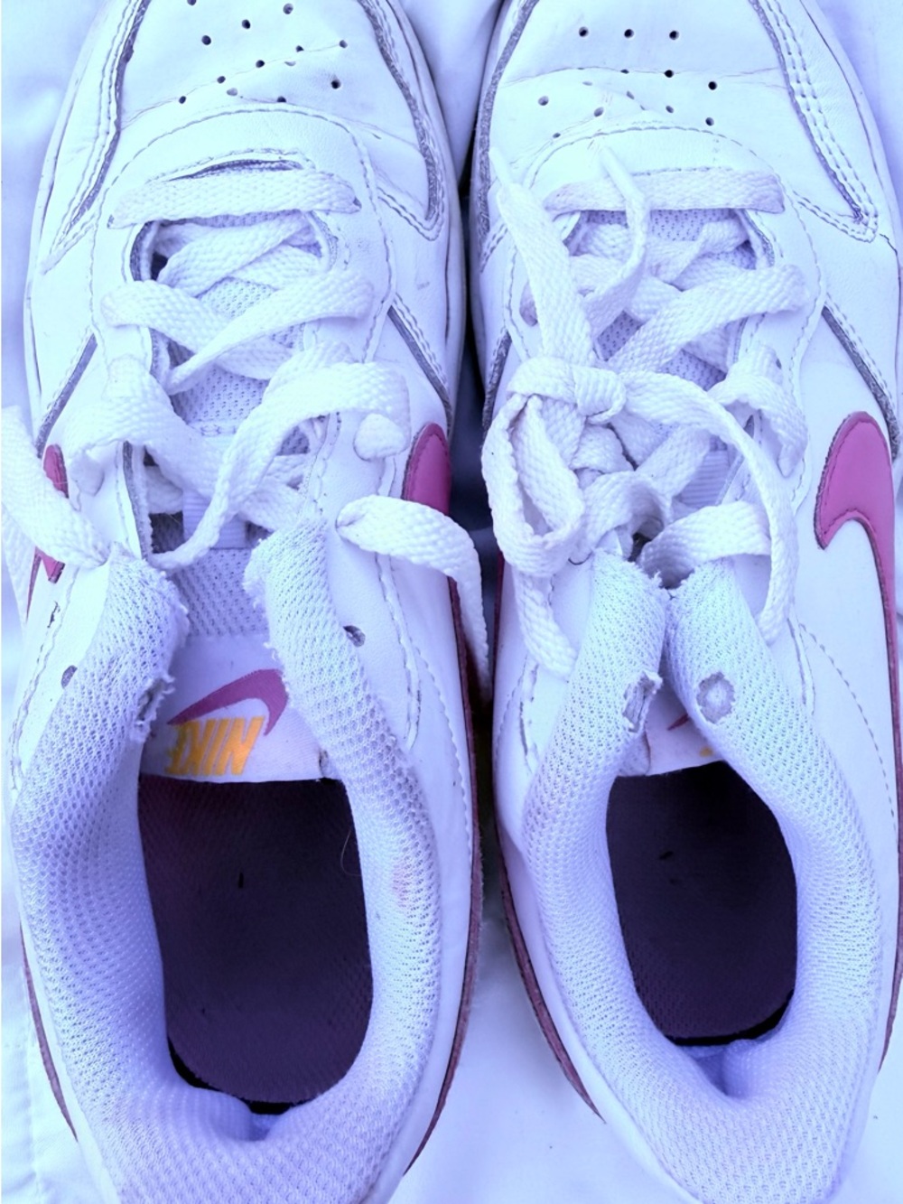 Nike White Kids' Shoe Label with Black Swoosh